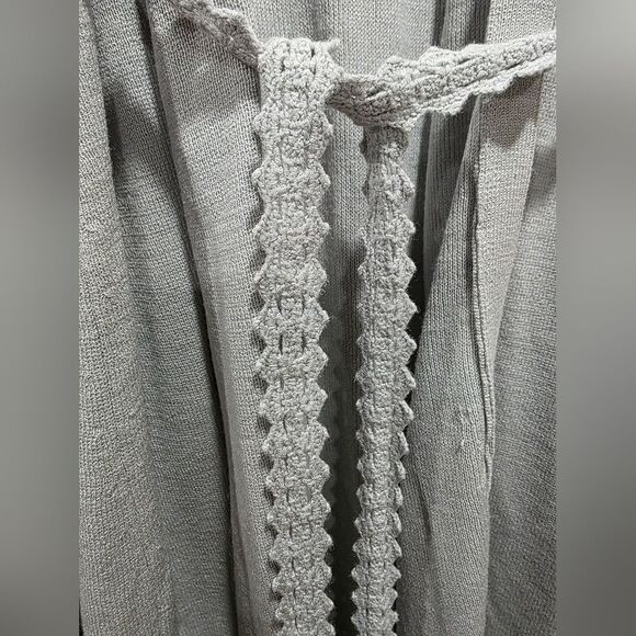 Banana Republic Pale Blue 100% Silk Open Front Crochet Belt Cardigan Sweater M - Picture 15 of 16